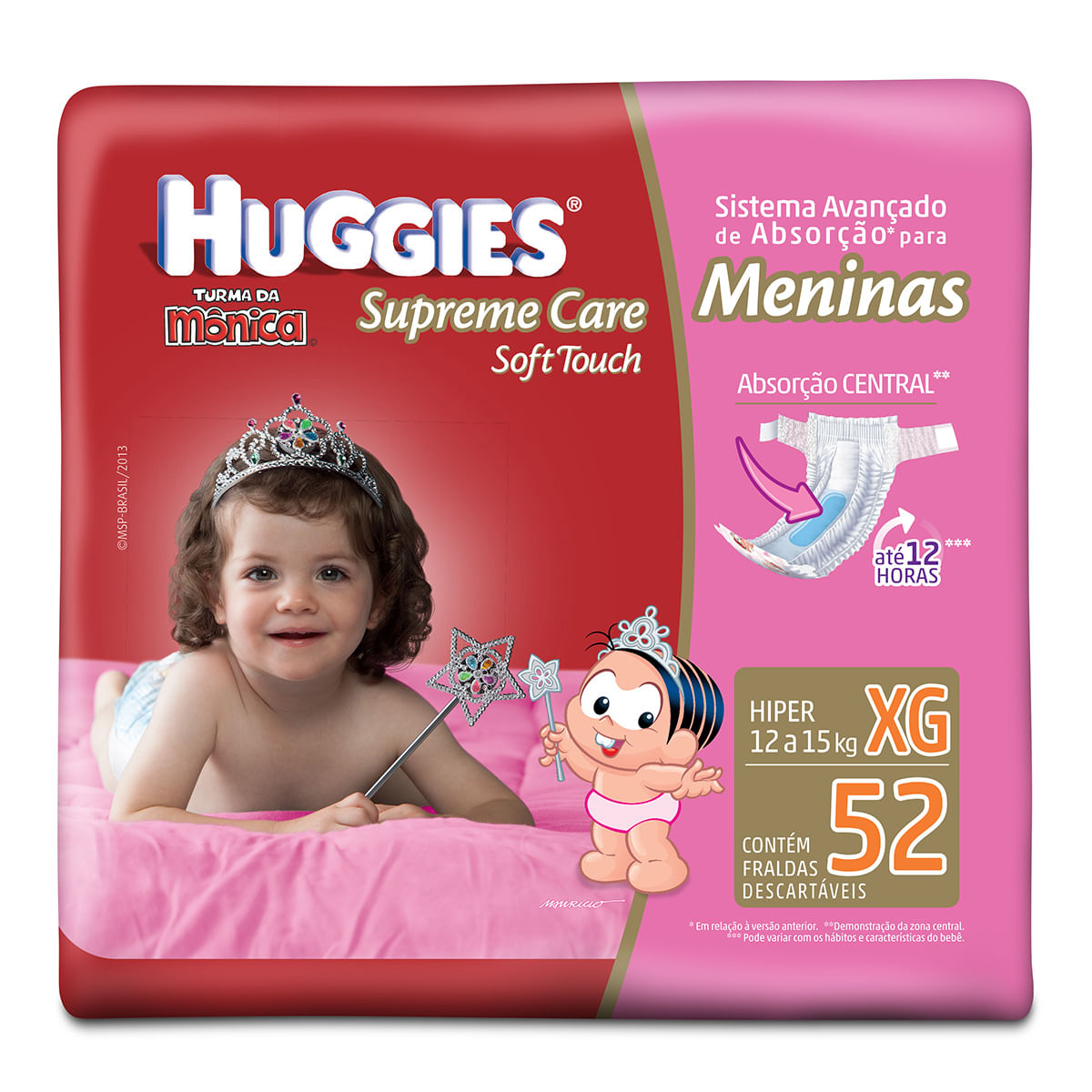 Fraldas Huggies XG Supreme Care Meninas Hiper - 52 Unidades