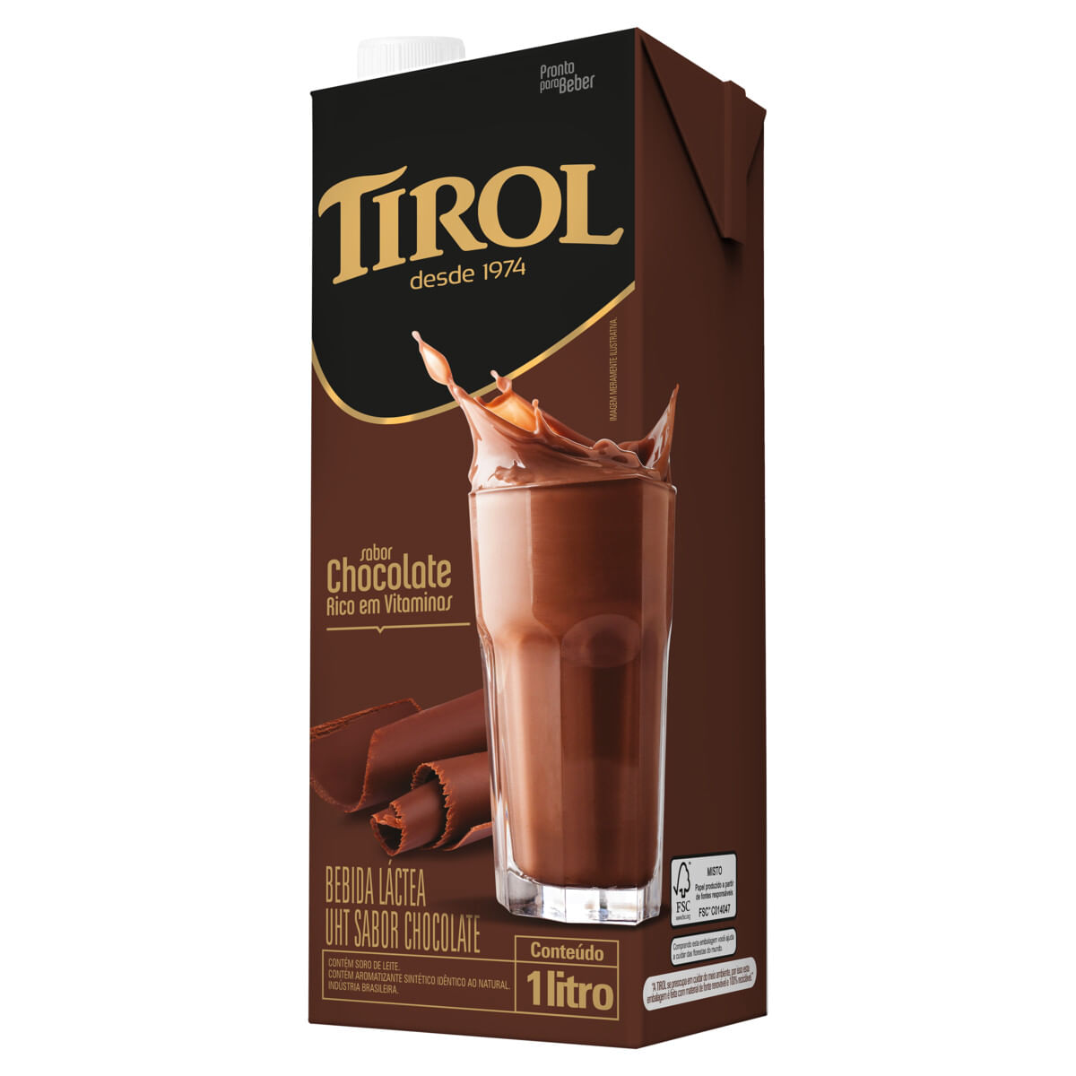 Bebida Láctea UHT Chocolate Tirol Caixa 1 L