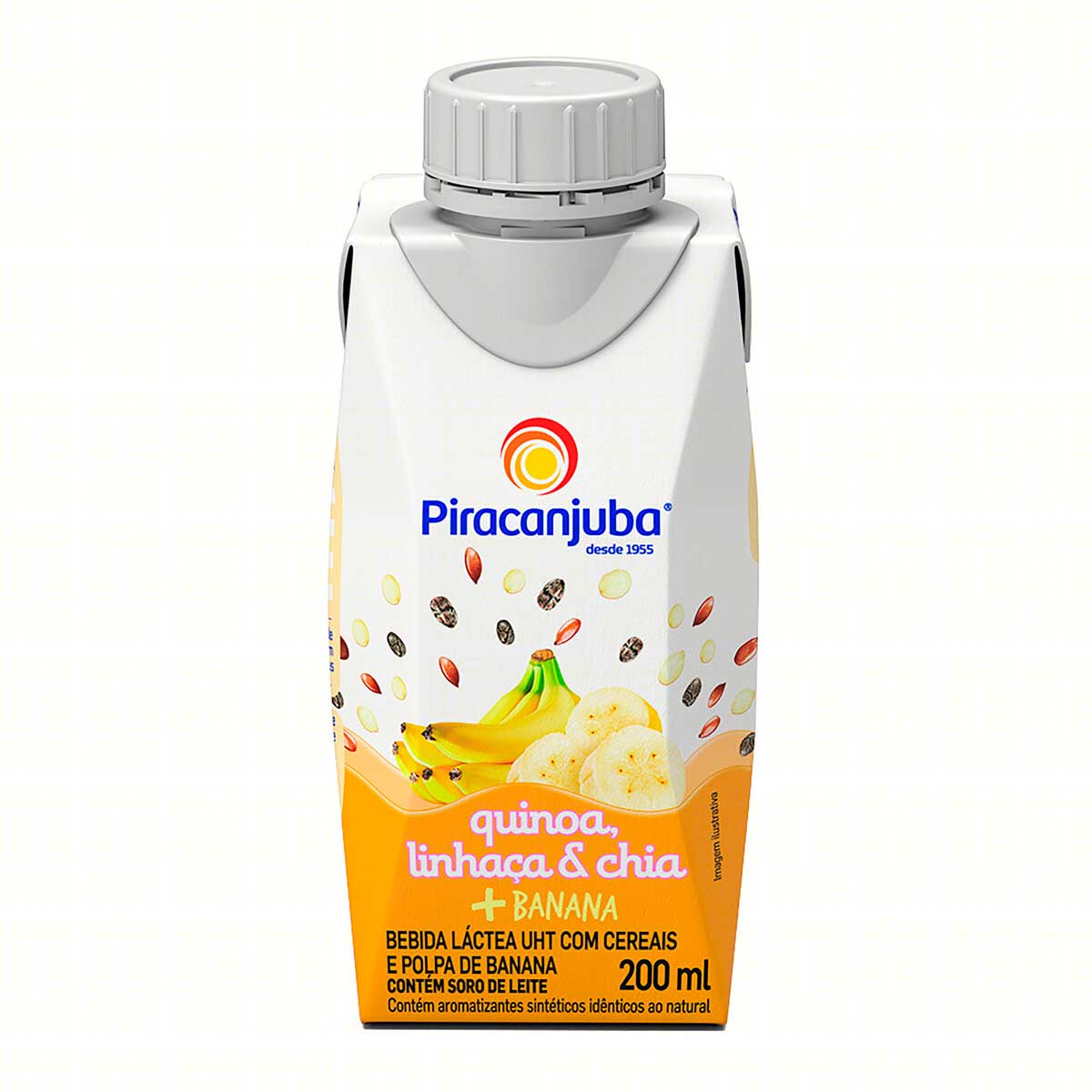 Bebida Láctea UHT Banana com Quinoa, Linhaça e Chia Piracanjuba Caixa 200ml