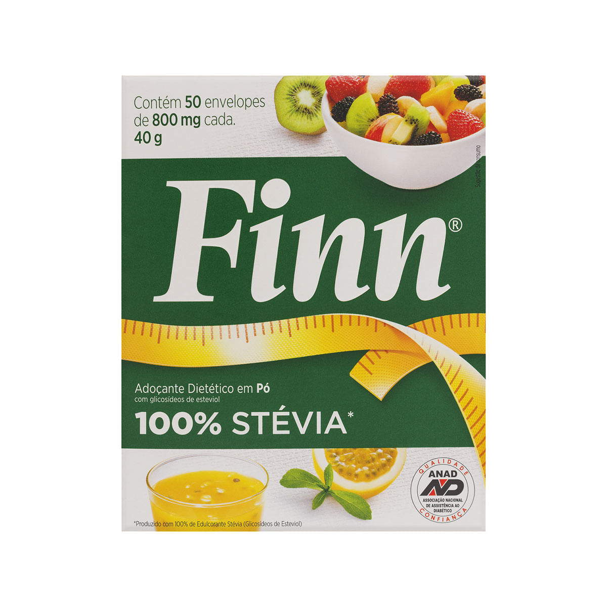 Adoçante em Pó Stévia com 50 Unidades Finn