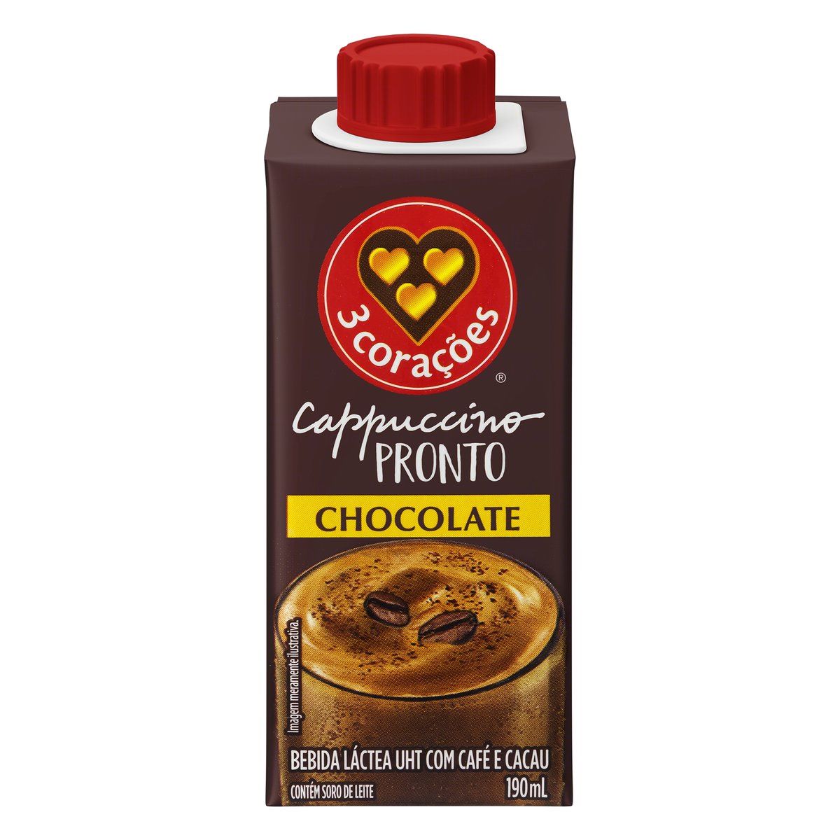 Bebida Láctea UHT Cappuccino Chocolate 3 Corações 190 ml