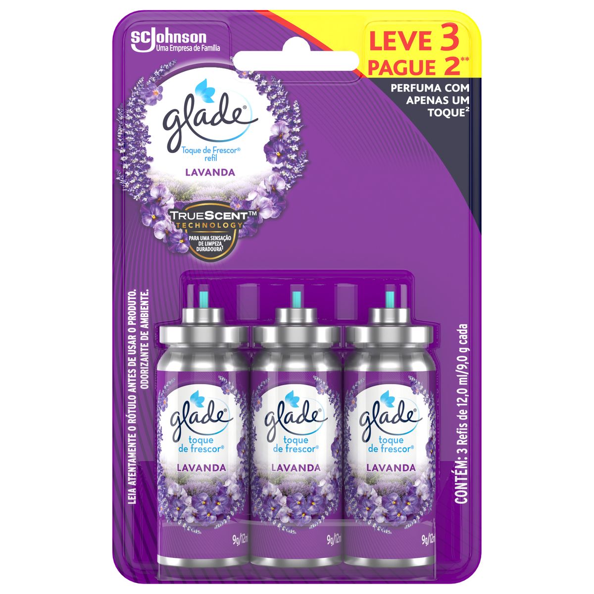 Desodorizador Glade Toque de Frescor Refil Lavanda Leve 3 Pague 2