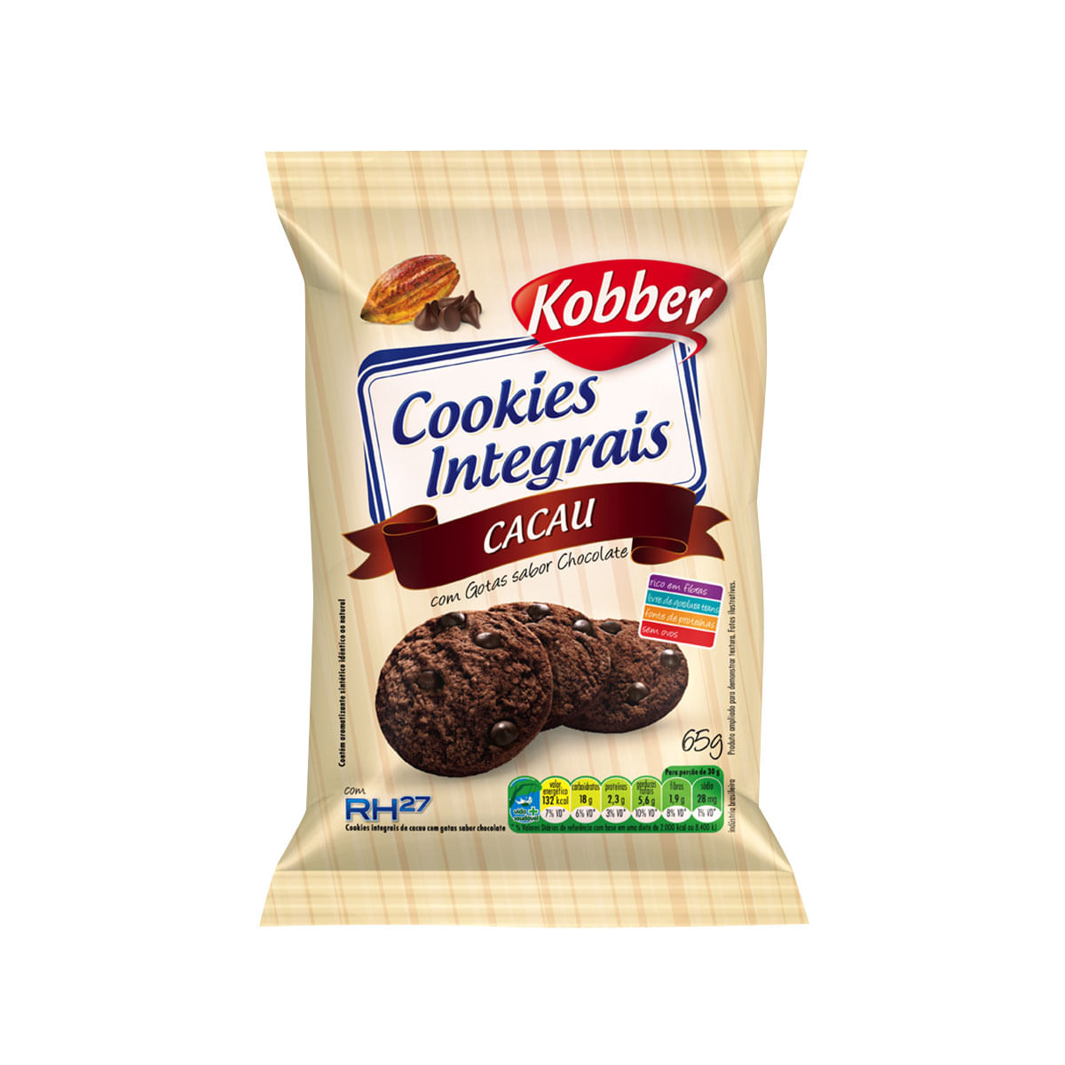 Cookie Integral de Cacau Kobber 65g