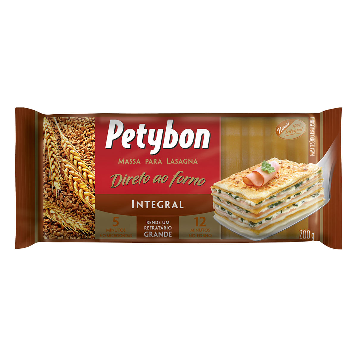 Massa para Lasanha Integral Tradicional Petybon 200g