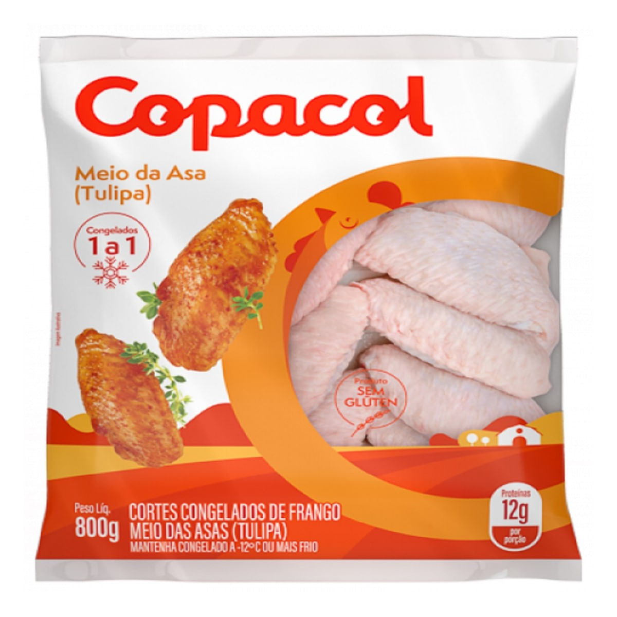 Meio da Asa de Frango Congelada Copacol 800 g