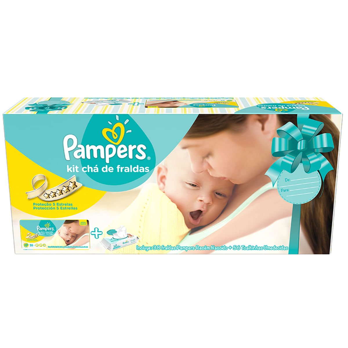 Kit Chá de Fralda - Fralda Pampers XP 38 Unidades + Lenço Umedecido Pampers 56 Unidades