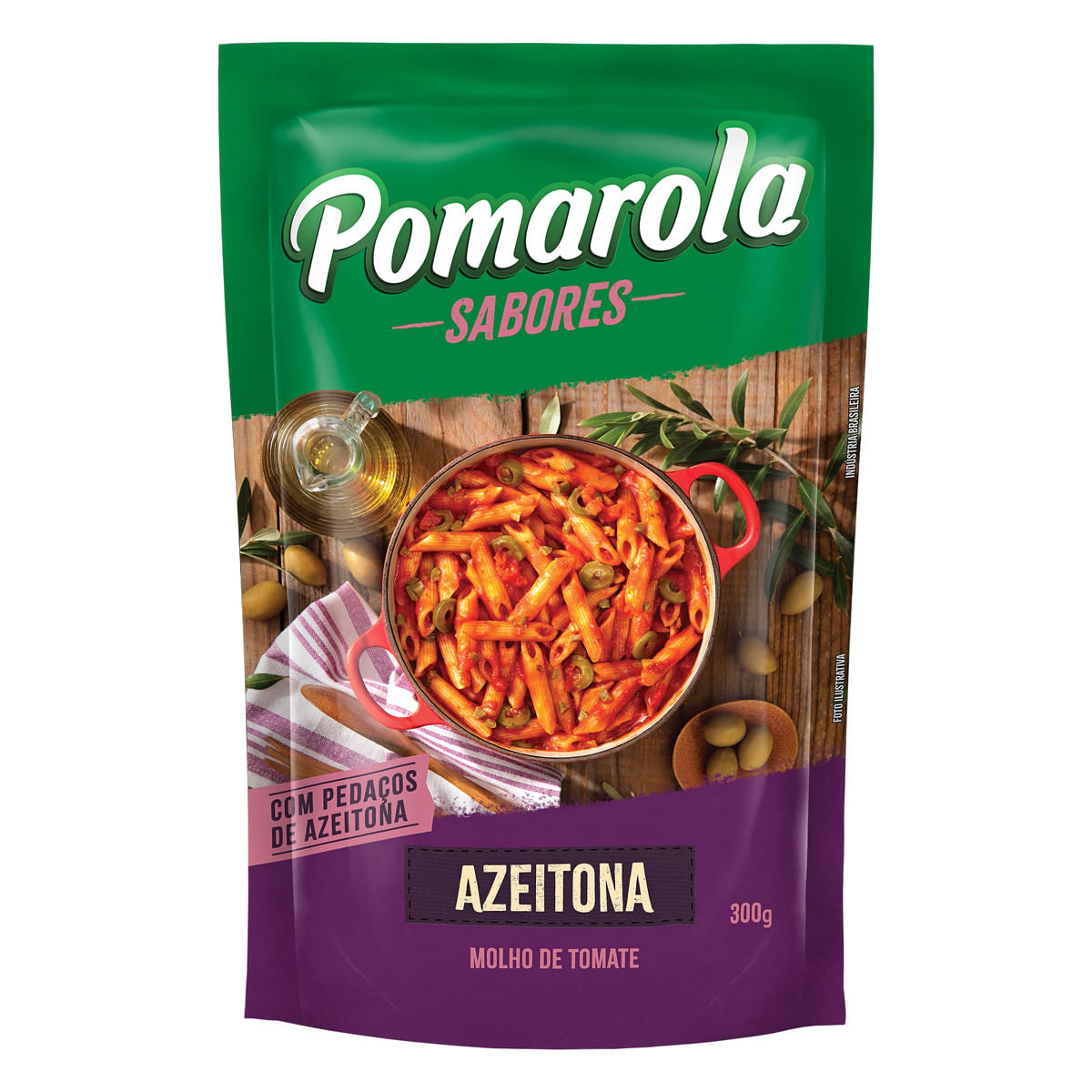 Molho de Tomate Alho, Azeitona e Azeite Pomarola 300g