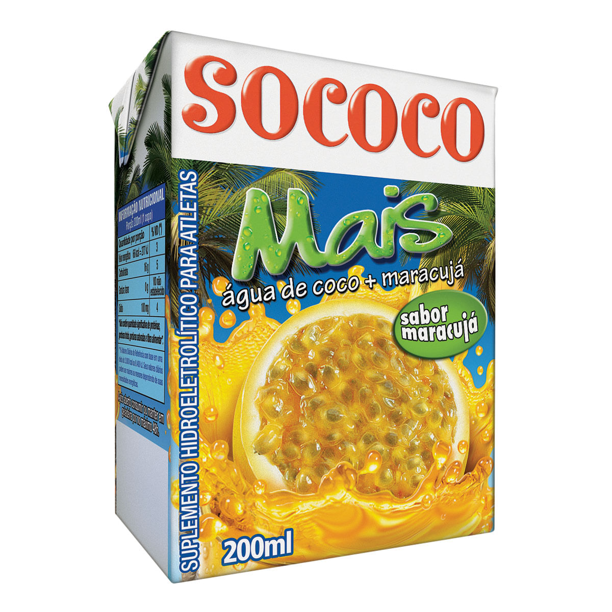 Água de Coco Sabor Maracujá Sococo Mais 200ml