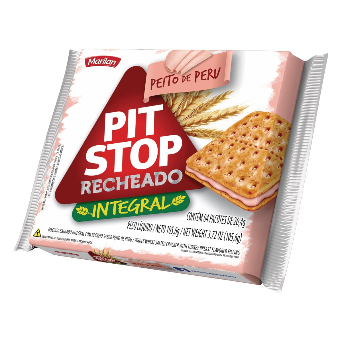 Biscoito Integral Recheio Peito de Peru Marilan Pit Stop 105,6 g