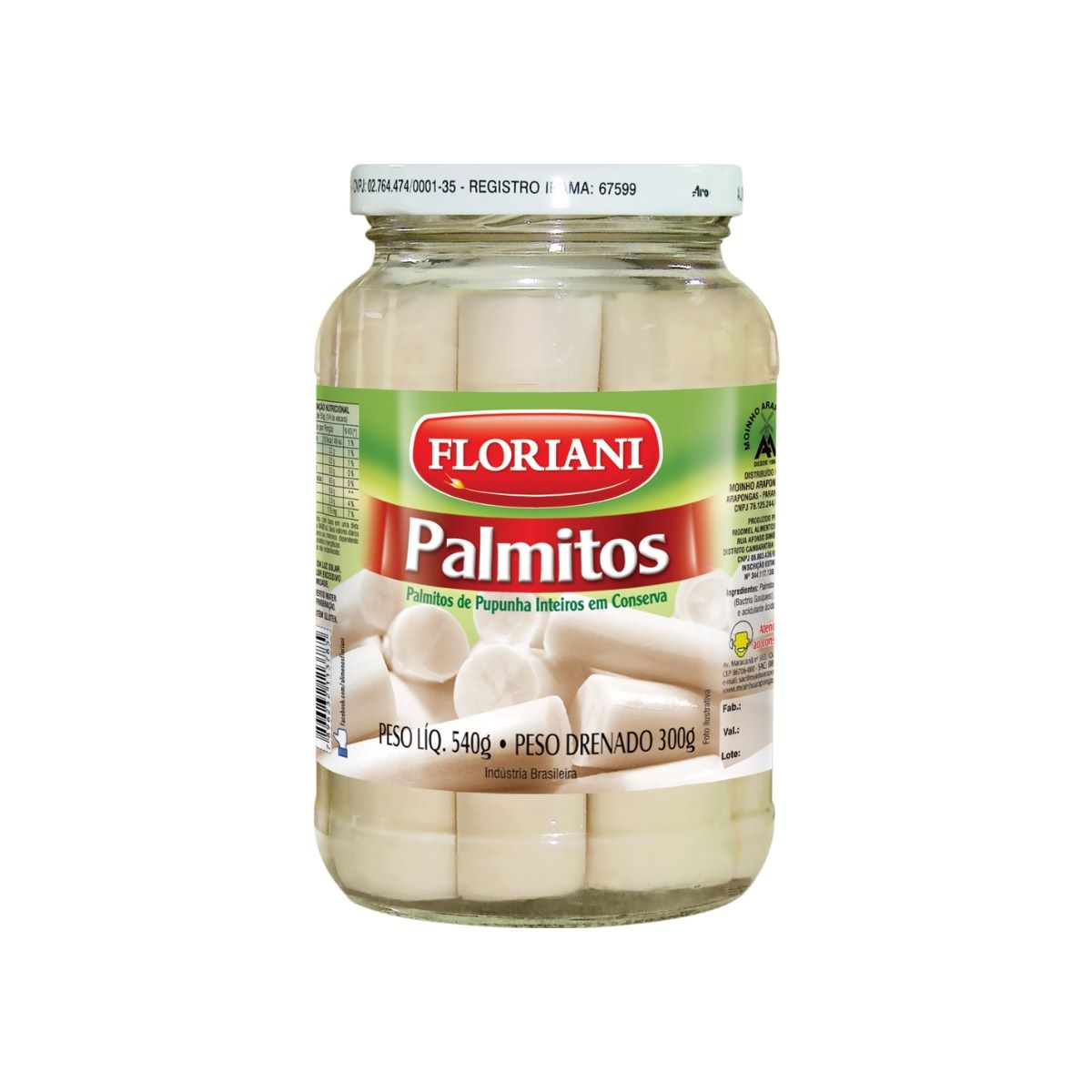 Palmito Pupunha Inteiro Floriani 300 g