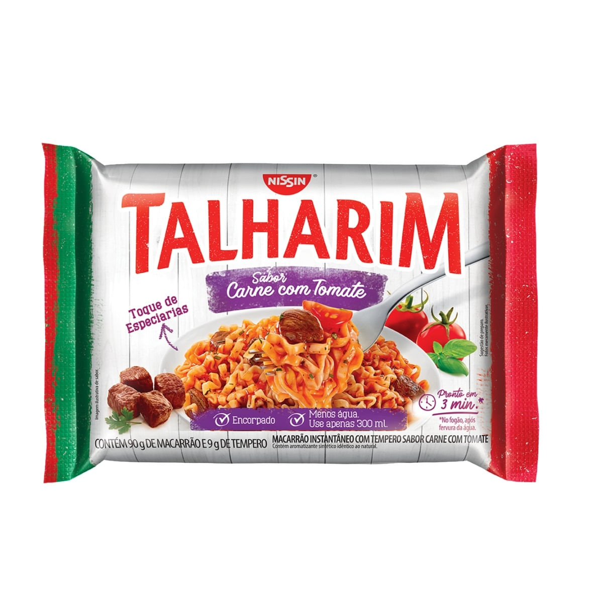 Macarrão Instantâneo Nissin Talharim Sabor Carne com Tomate 99g