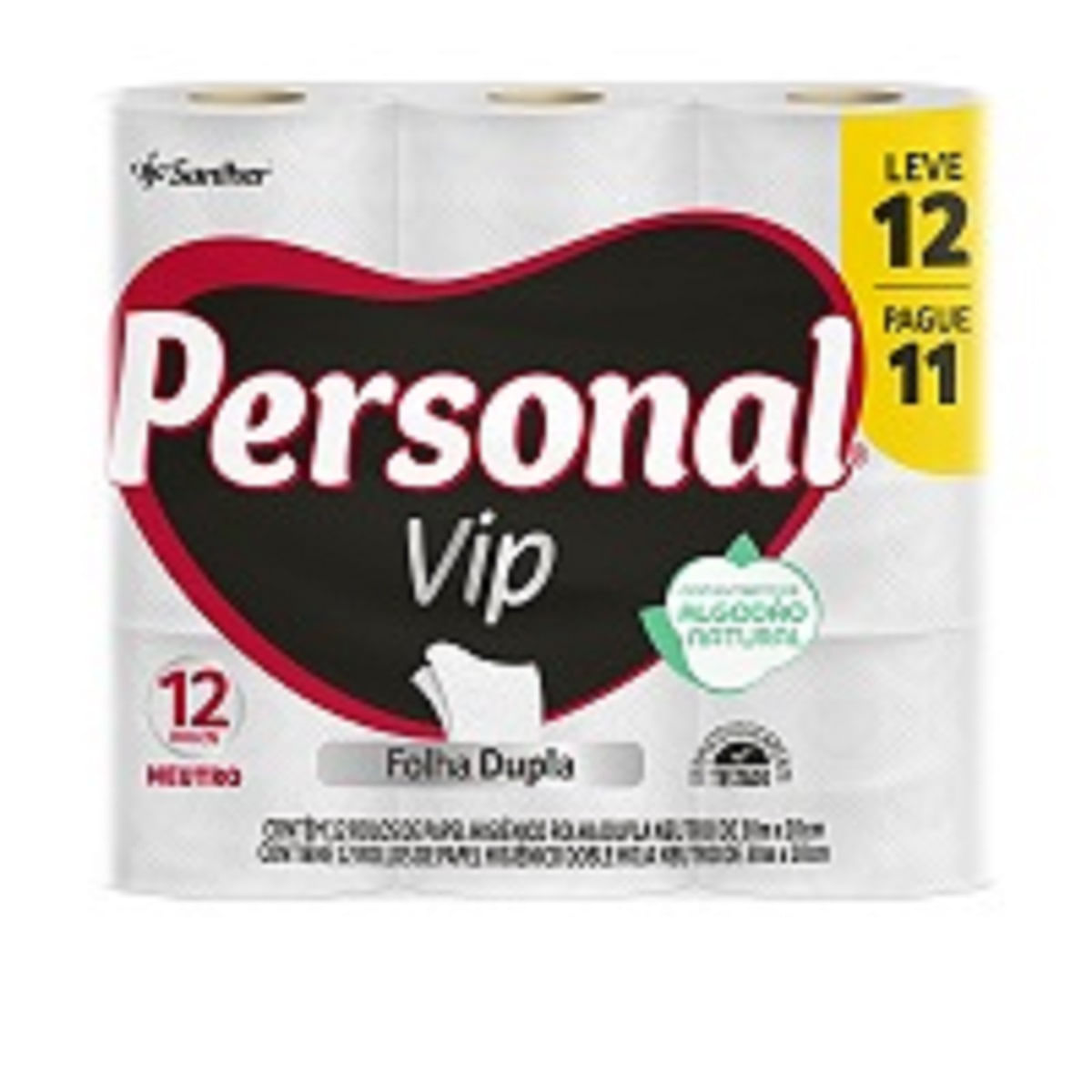 Papel Higiênico Folha Dupla 30 Metros Personal Vip Leve 12 Pague 11