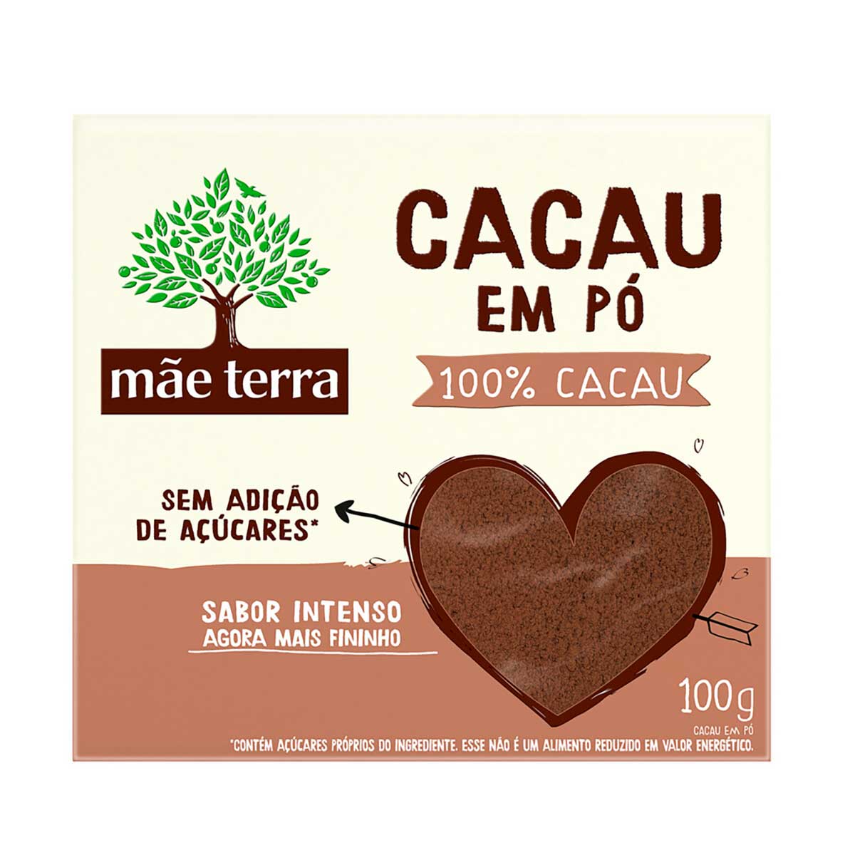 Cacau em pó Mãe Terra sem Açucar e sem Lactose 100g