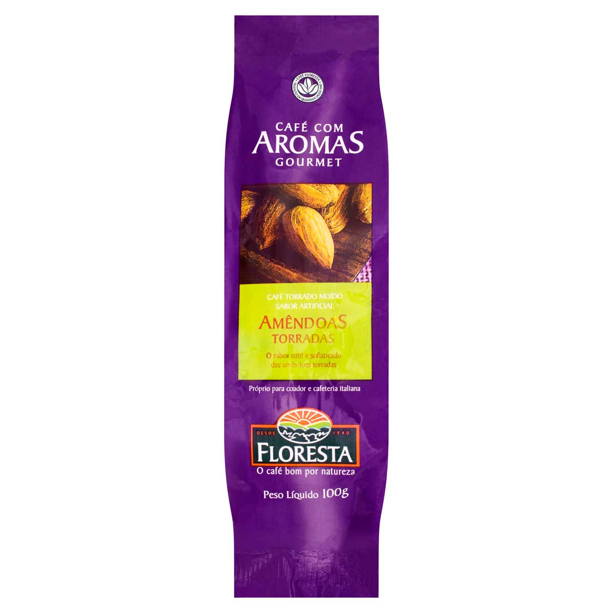 Café Torrado e Moído Amêndoas Torradas Floresta Gourmet Pacote 100 g