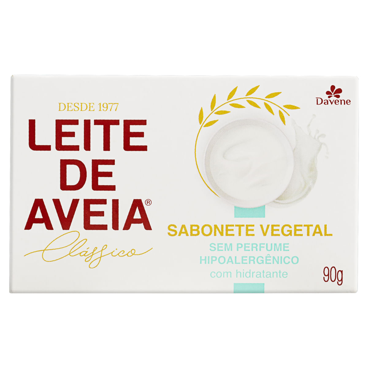 Sabonete Barra Vegetal sem Perfume Davene Leite de Aveia Clássico Caixa 90 g