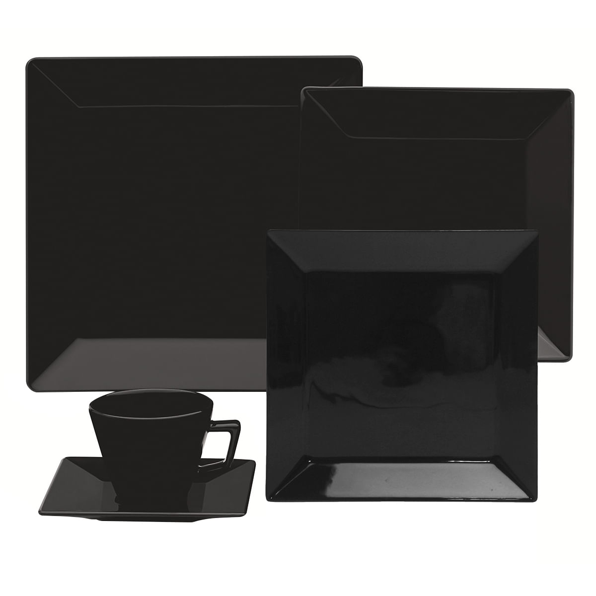 Aparelho de Jantar 30 Peças em Porcelana Oxford Quartier Black GM30-2006 Preto