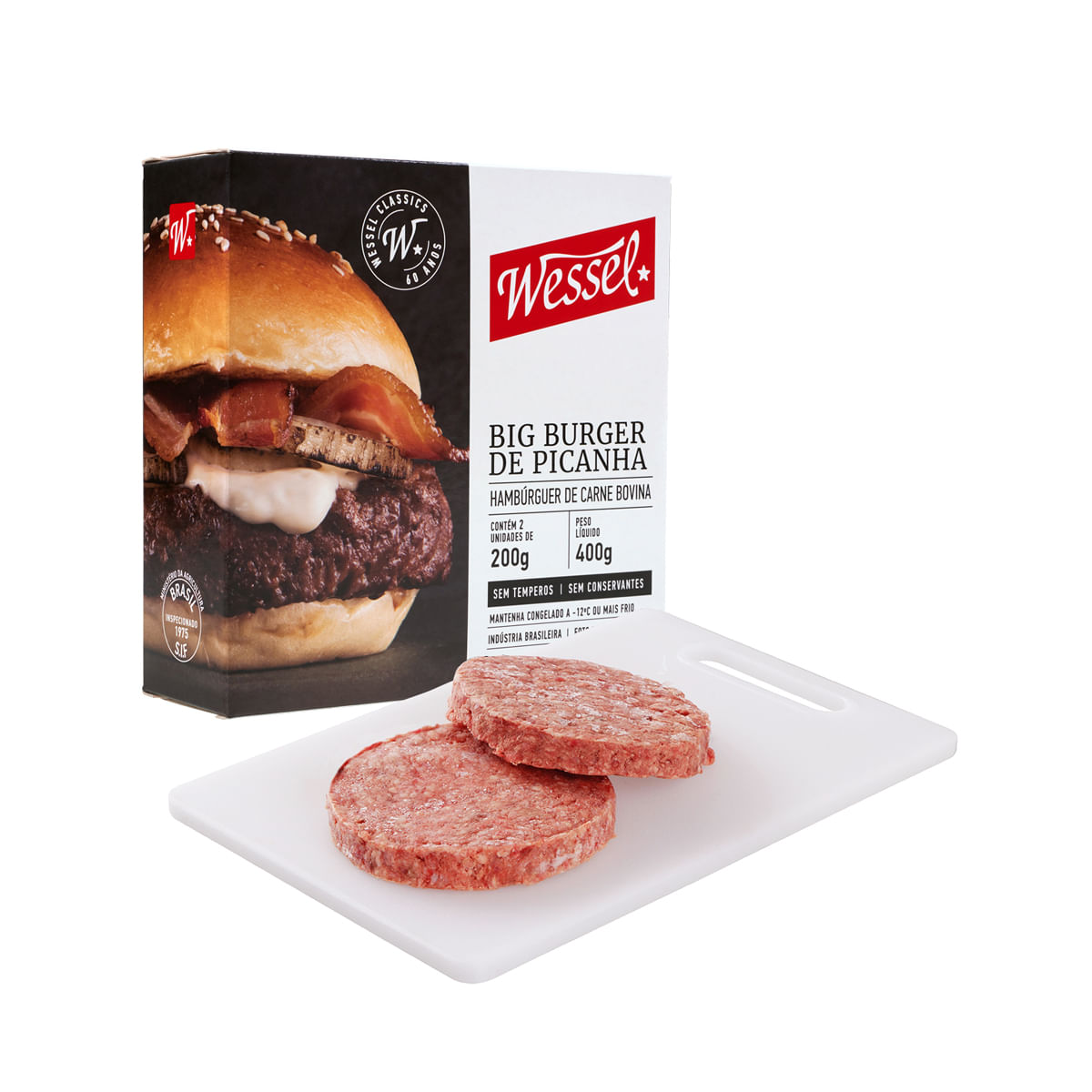 Hambúrguer de Picanha Congelado Wessel 400g 2 Unidades