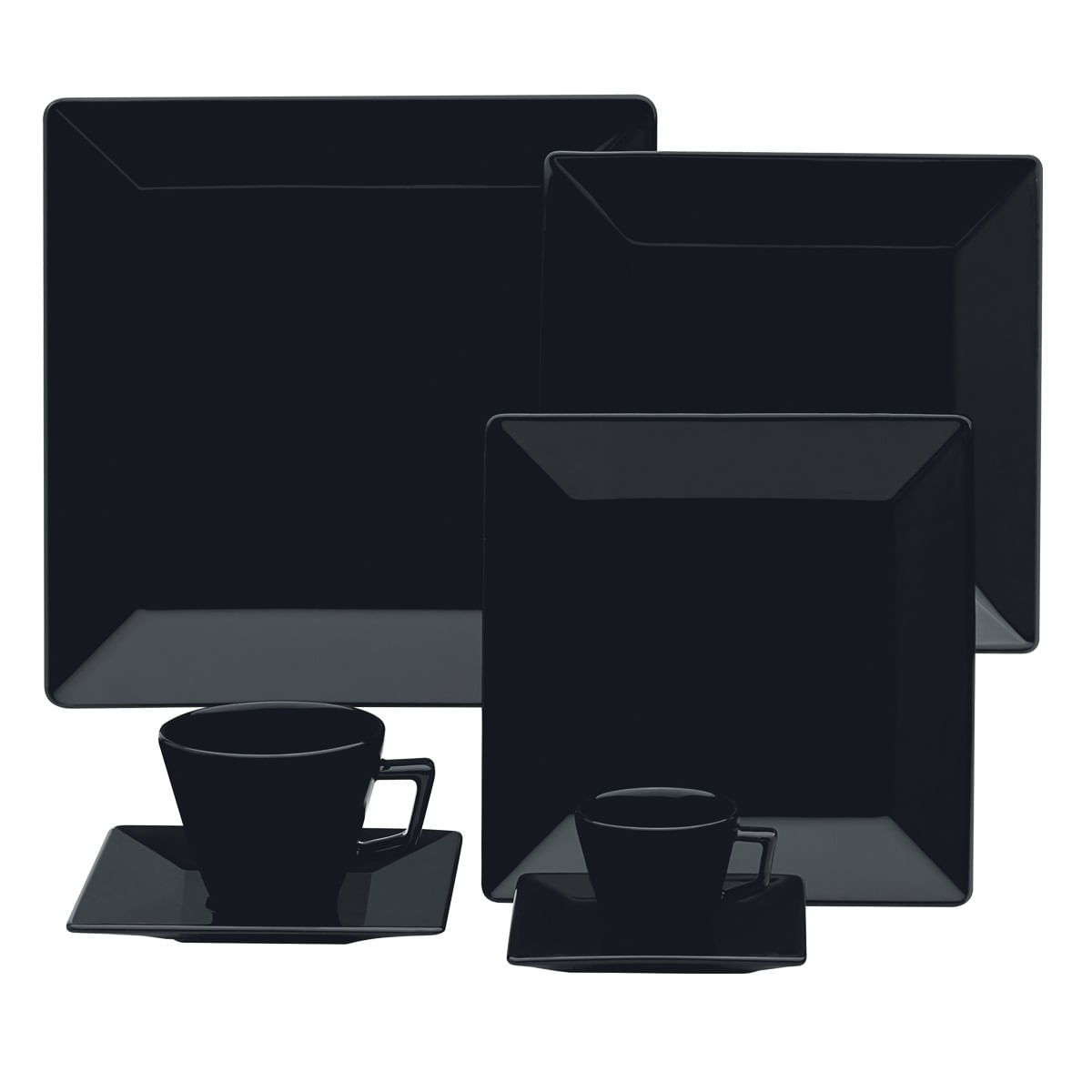 Aparelho de Jantar 42 Peças em Porcelana Oxford Quartier Black GM42-2006 Preto