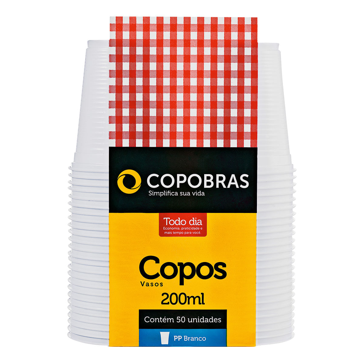 Copo Descartável Branco Liso Copobras com 50 unidades de 200ml