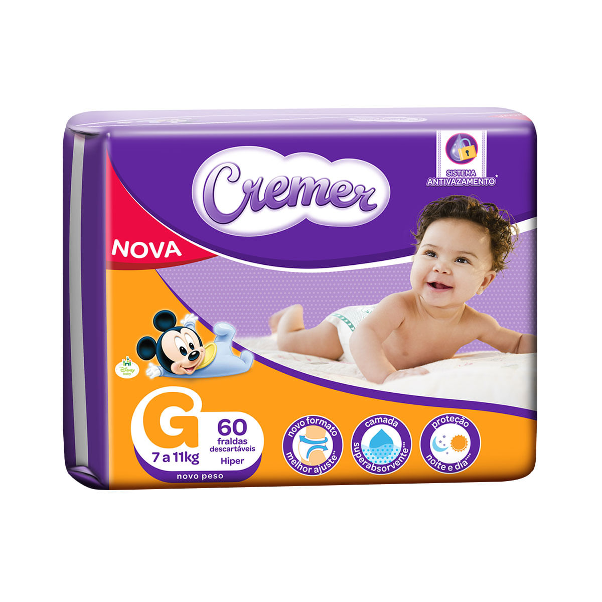 Fralda Cremer G Disney Baby Magic Care Hiper - 60 Unidades