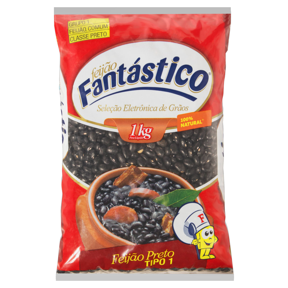 Feijão Preto Tipo 1 Fantástico Pacote 1 kg