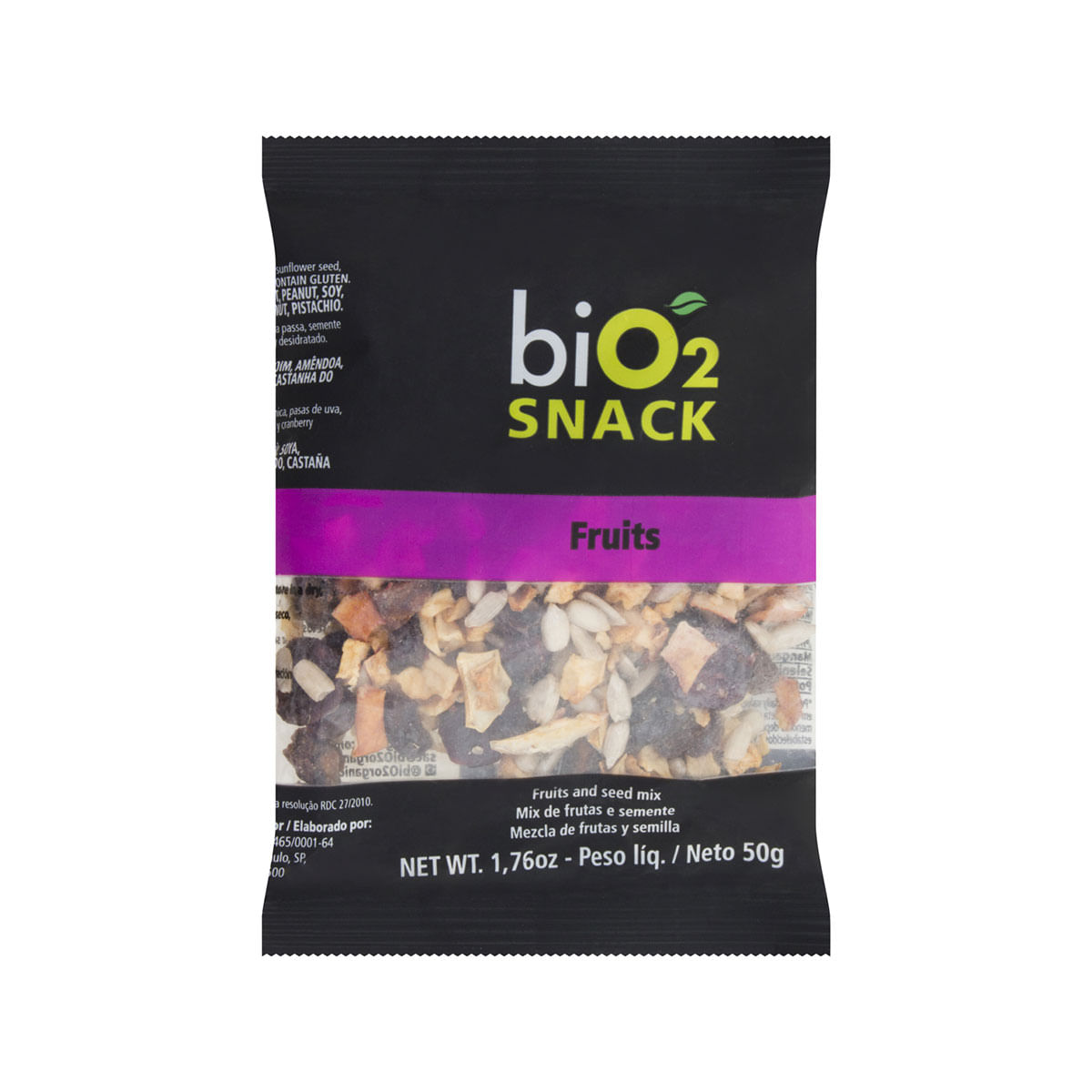 Mix de Frutas e Sementes Fruits Zero Lactose Bio2 Snack 50g