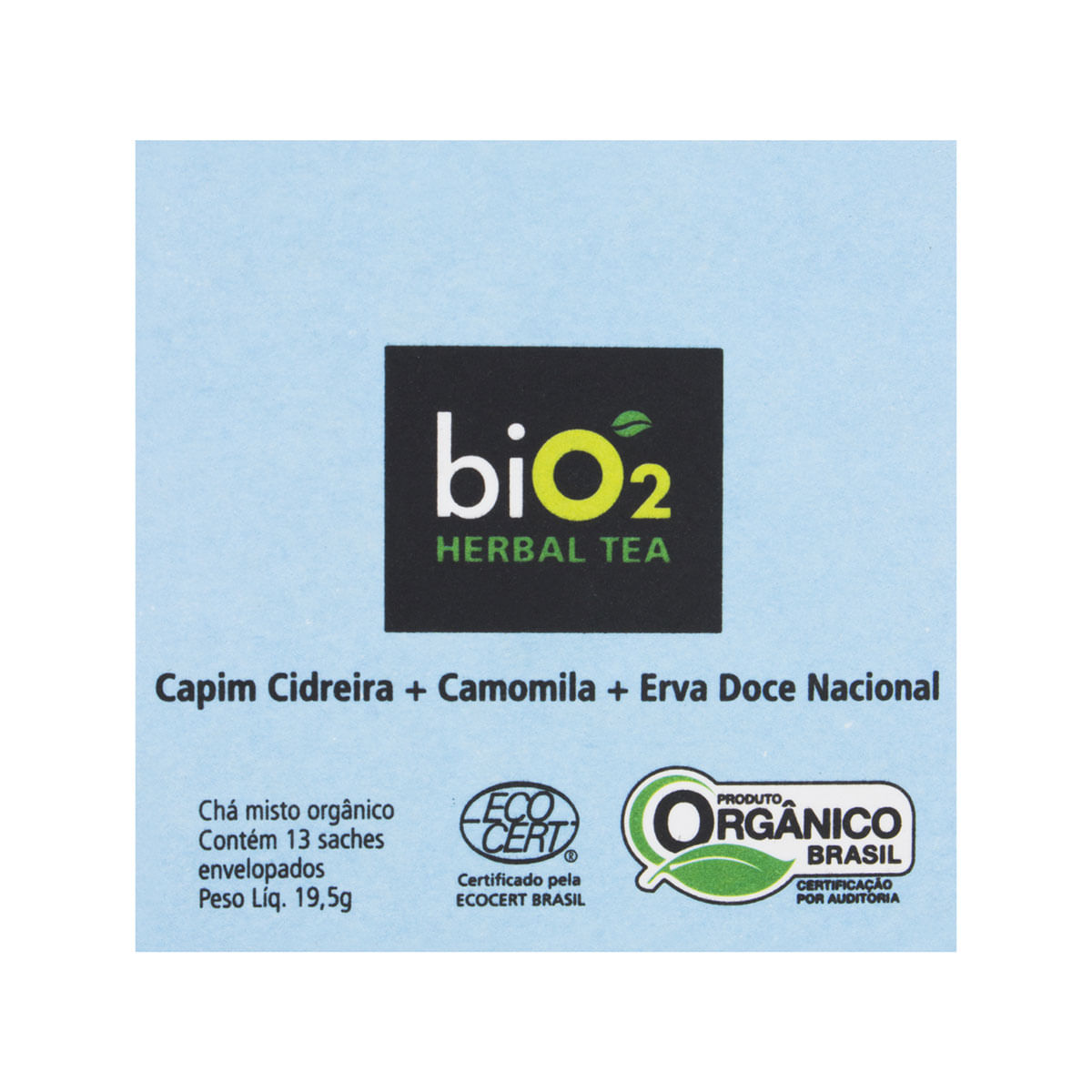 Chá de Folhas de Capim Cidreira Orgânica Bio2 Herbal Tea Caixa Sachê 12 19,5g