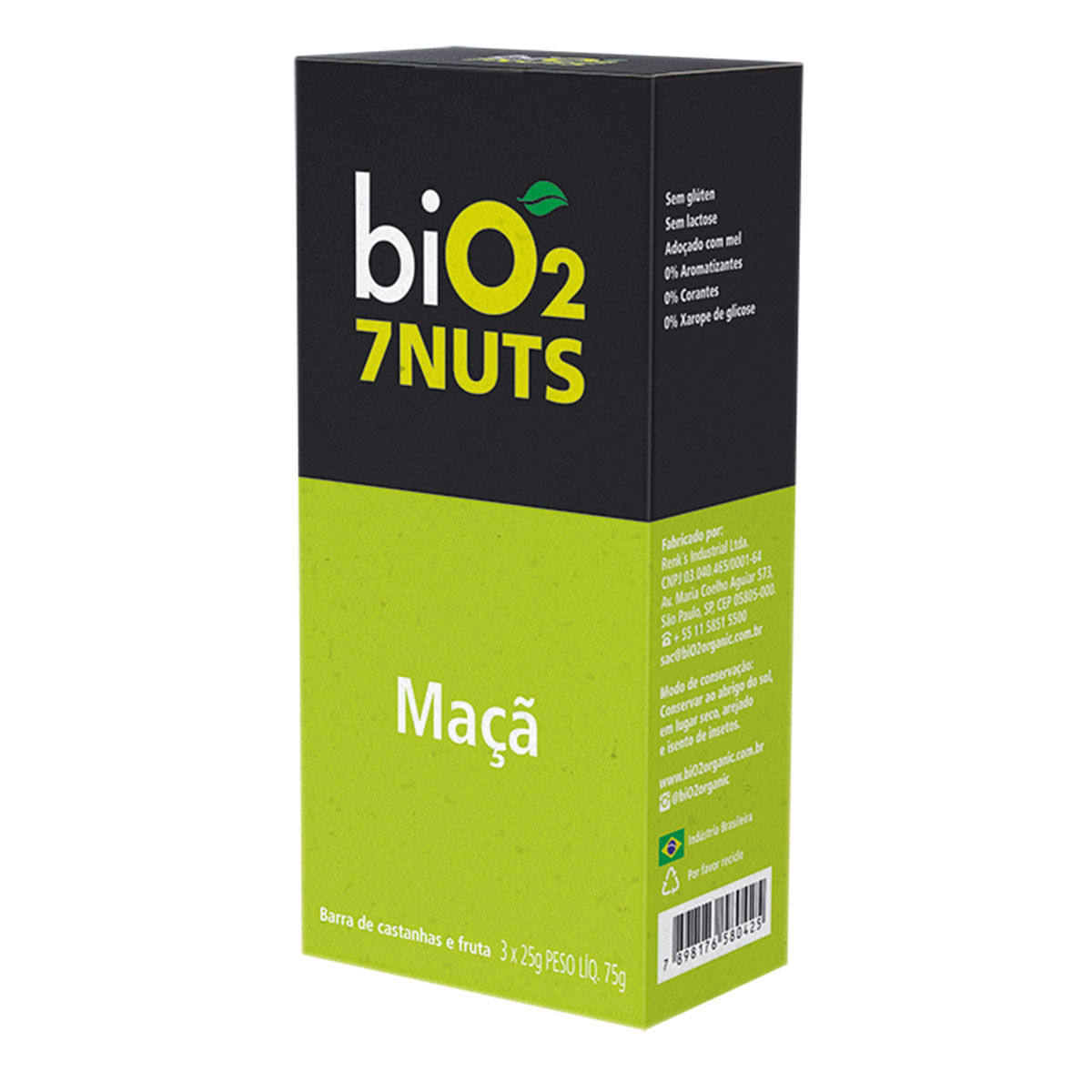 Barra Nuts Sabor Maçã Bio2 Organic 7nuts com 3 Unidades