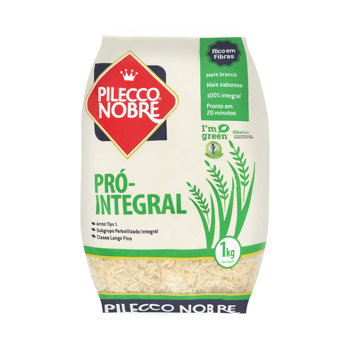 Arroz Parboilizado Tipo 1 Integral Pilecco Nobre Pacote 1Kg