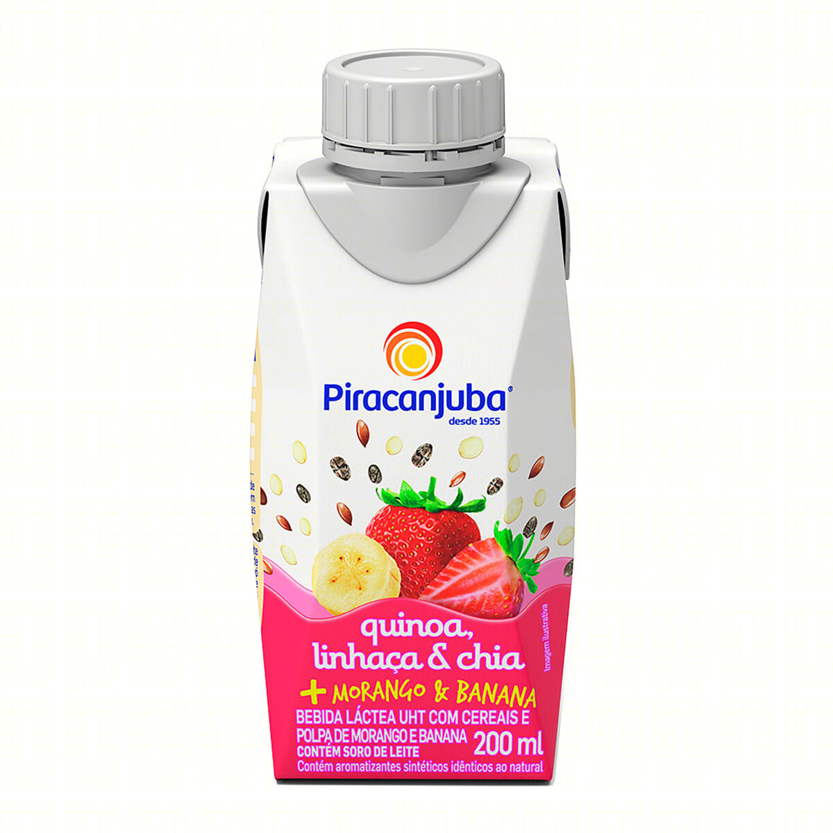 Bebida Láctea UHT Morango &amp; Banana com Quinoa Linhaça e Chia Piracanjuba Caixa 200 ml