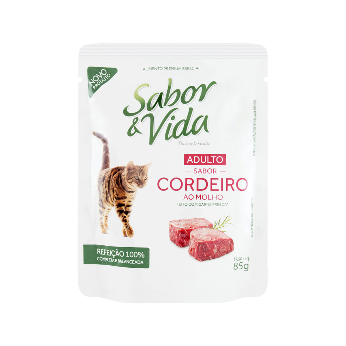 Ração Úmida para Gatos Sabor Cordeiro ao Molho Sabor e Vida 85g