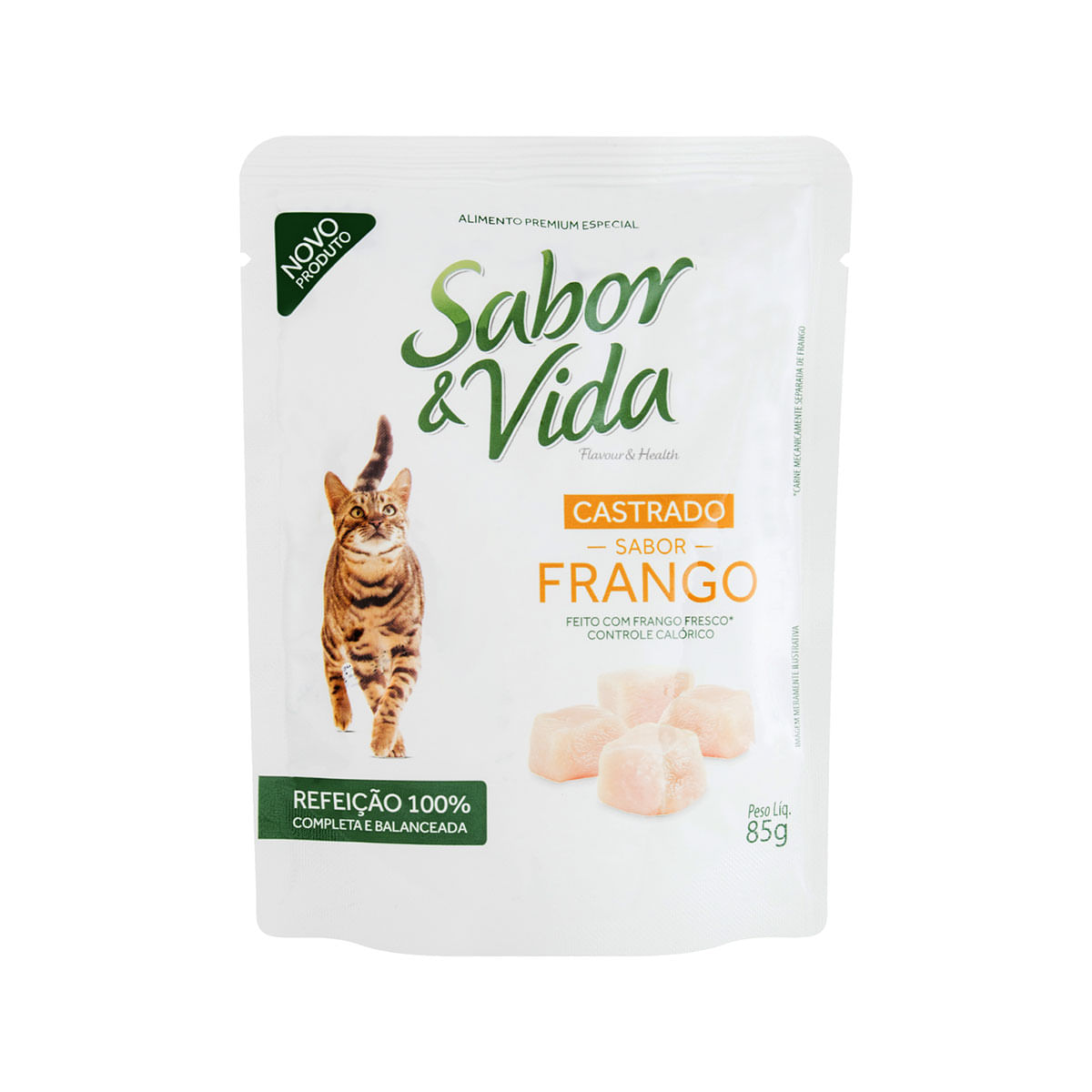 Ração Úmida para Gato Adulto Sabor e Vida Castrados Frango Sachê 85g