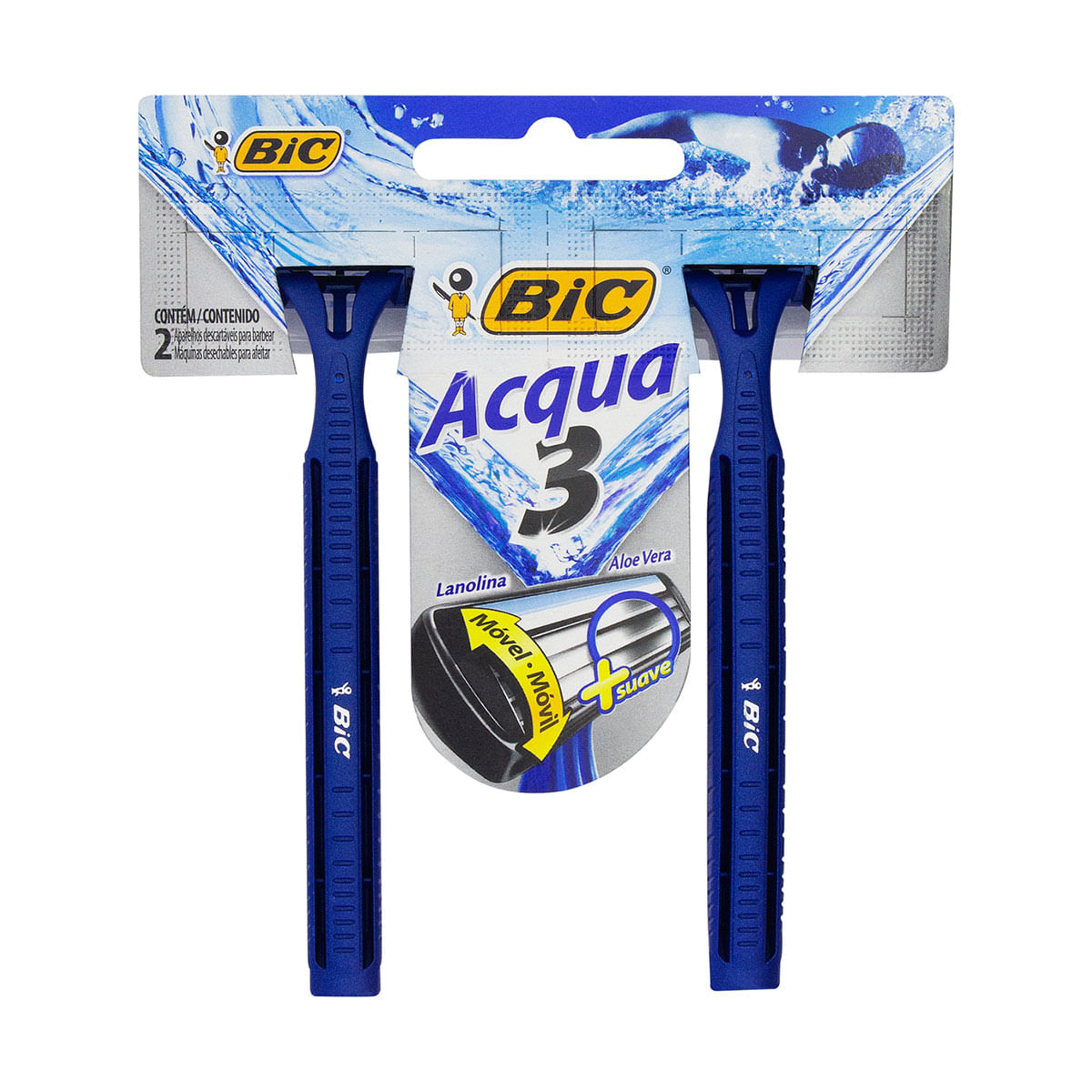 Aparelho de Barbear Descartável Bic Acqua 3 2 Unidades