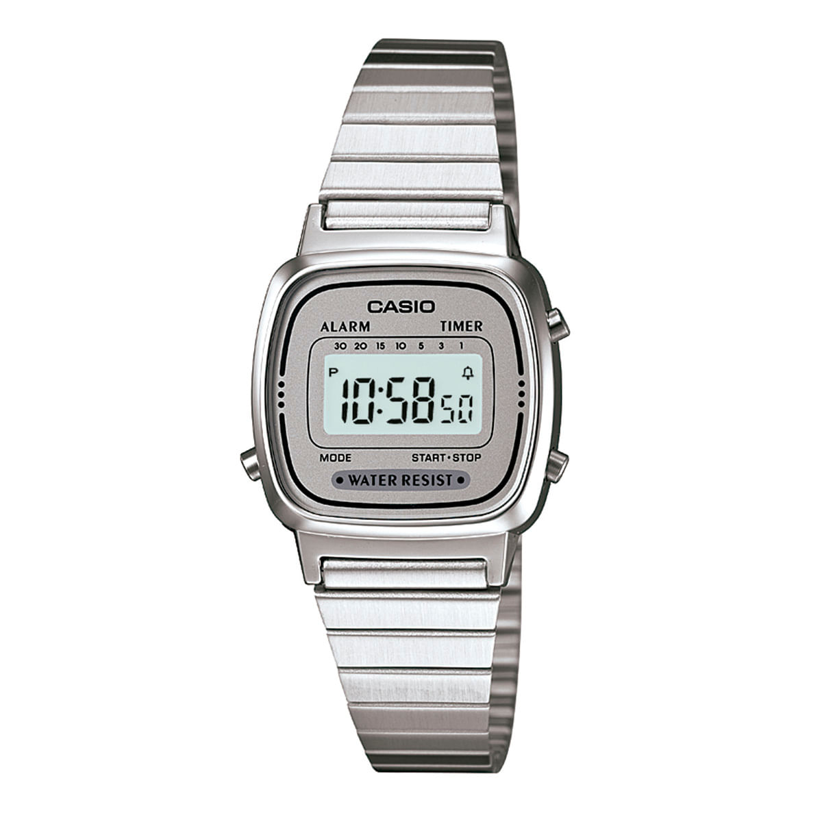 Relógio Casio Vintage Feminino Prata Digital LA670WA-7DF