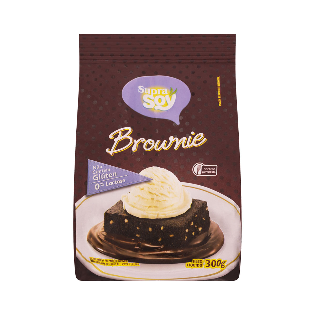 Mistura para Bolo sem Glúten, sem Lactose Sabor Brownie Supra Soy 300g