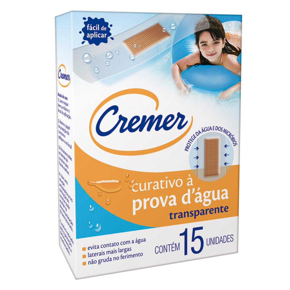 Curativos Adesivos à Prova D&apos;água Cremer com 15 Unidades