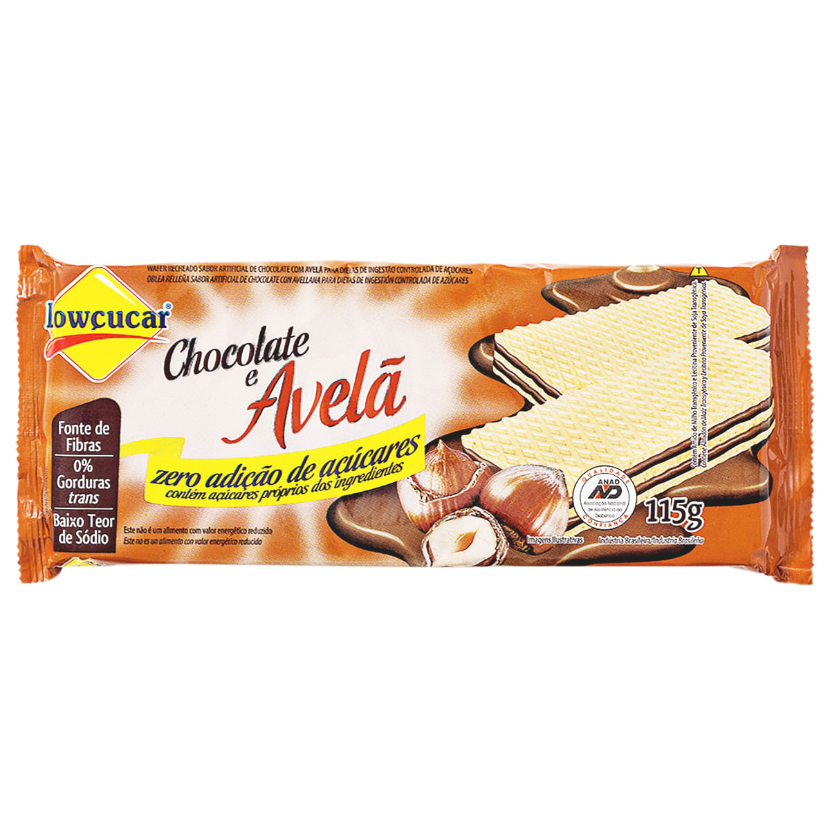 Wafer de Chocolate com Avelã Zero Açúcar Lowçucar 115 g