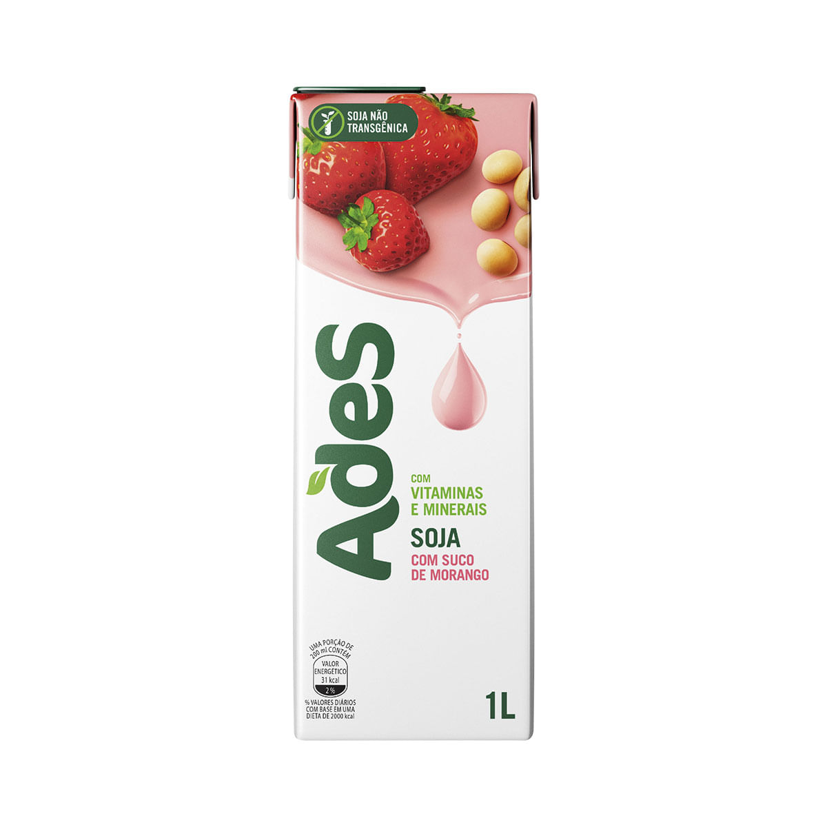 Bebida à Base de Soja Sabor Morango Ades 1 Litro