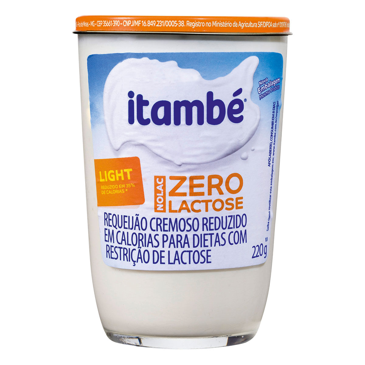 Requeijão Cremoso Light e sem Lactose Itambé Nolac 220g