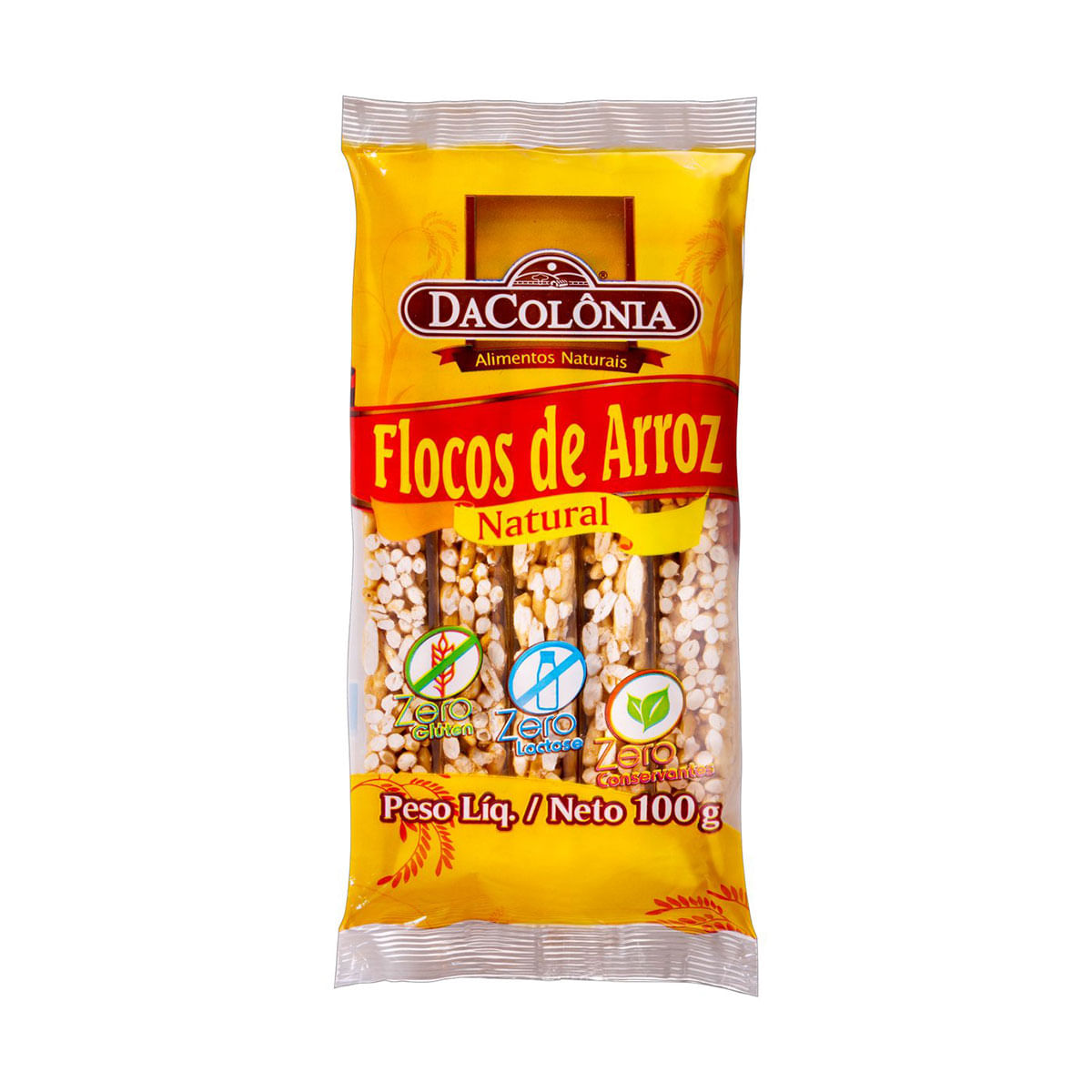 Flocos de Arroz Natural Zero Lactose DaColônia Pacote 100g