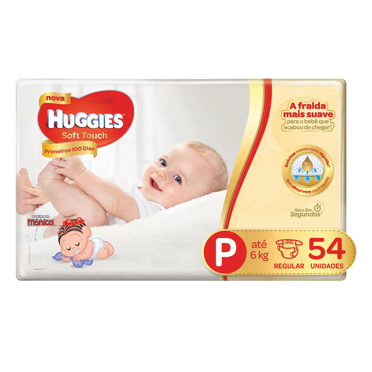 Fralda Huggies P Turma da Mônica Primeiros 100 Dias Mega - 54 Unidades