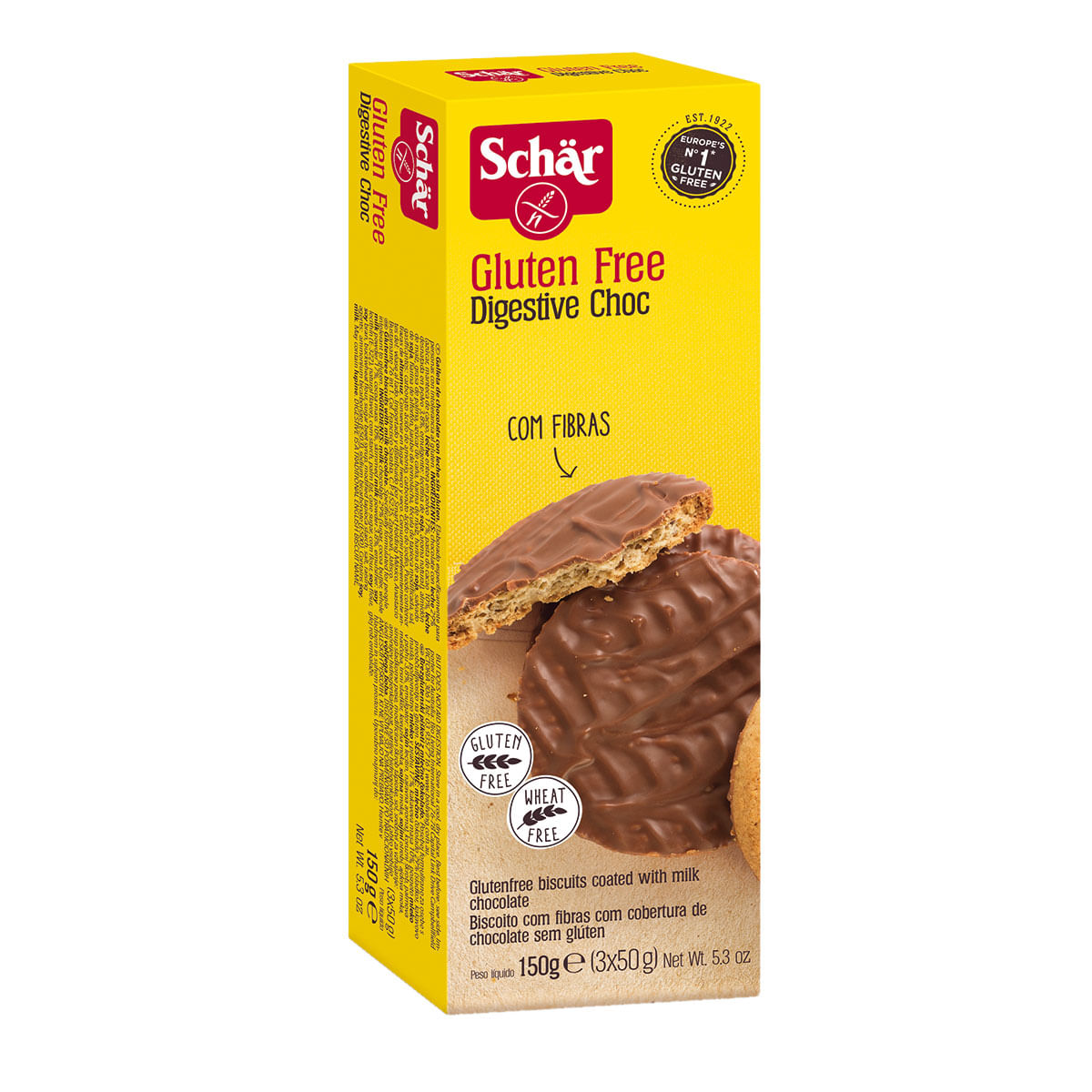 Biscoito com Cobertura de Chocolate Dr. Schar sem Glúten 150g