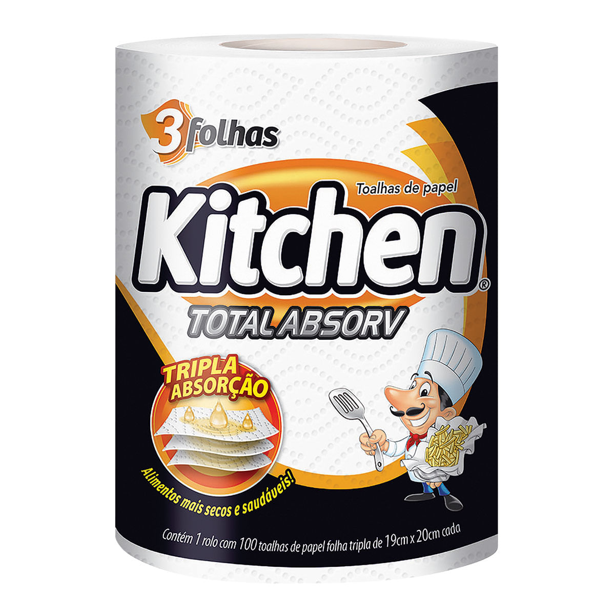 Papel Toalha Branco Kitchen Total Absorv com 100 Toalhas