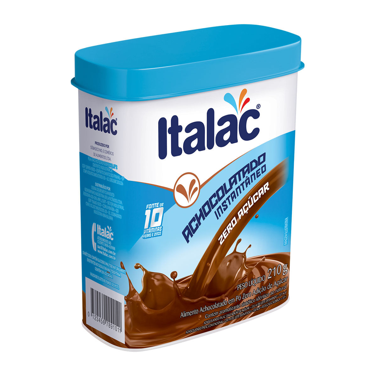 Achocolatado em Pó Instantâneo Italac Zero Açúcar 210g