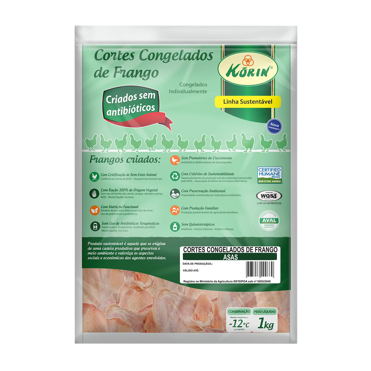 Asa de Frango Congelado Korin 1Kg