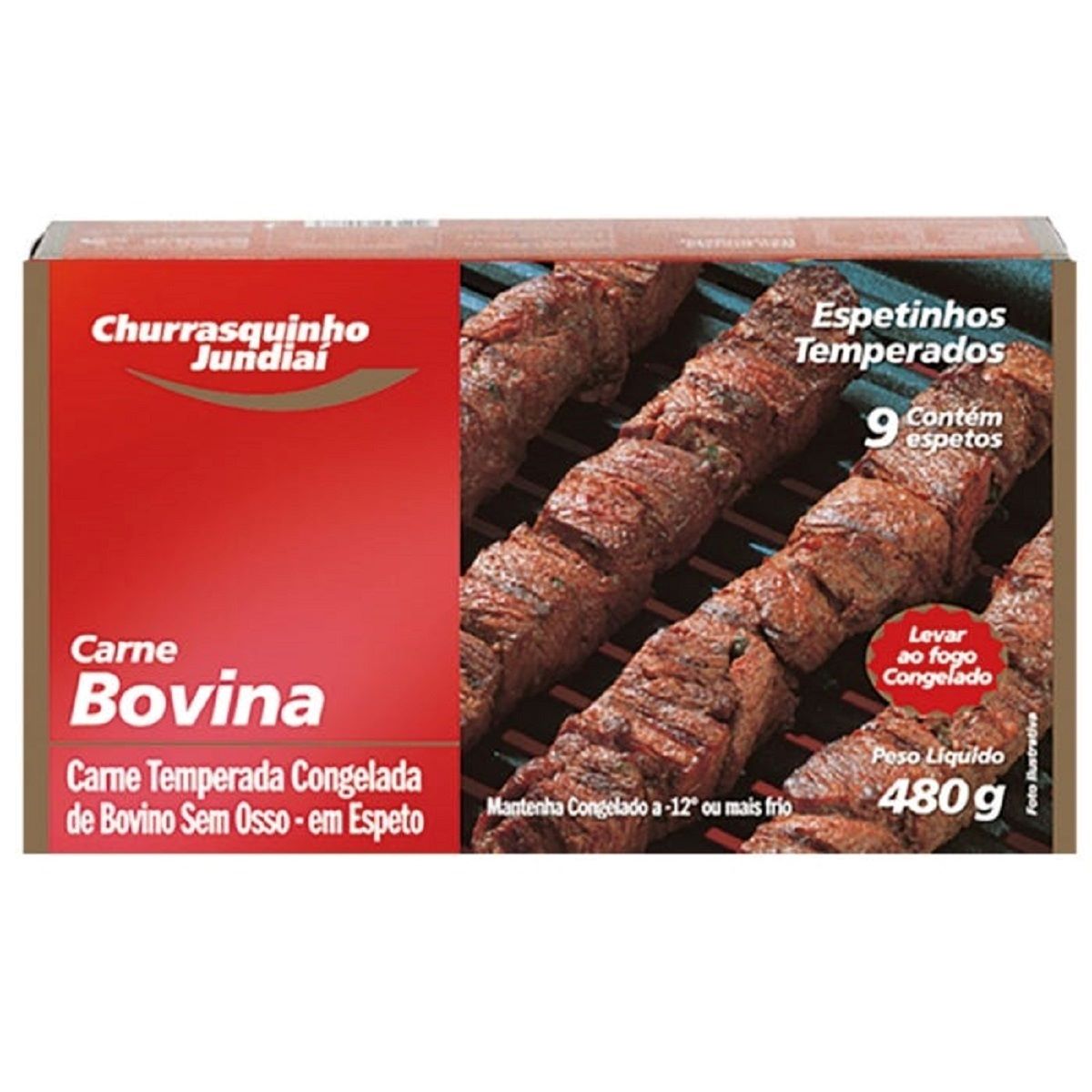 Espetinho de Carne Bovina Temperada Congelado Jundiaí 480 g