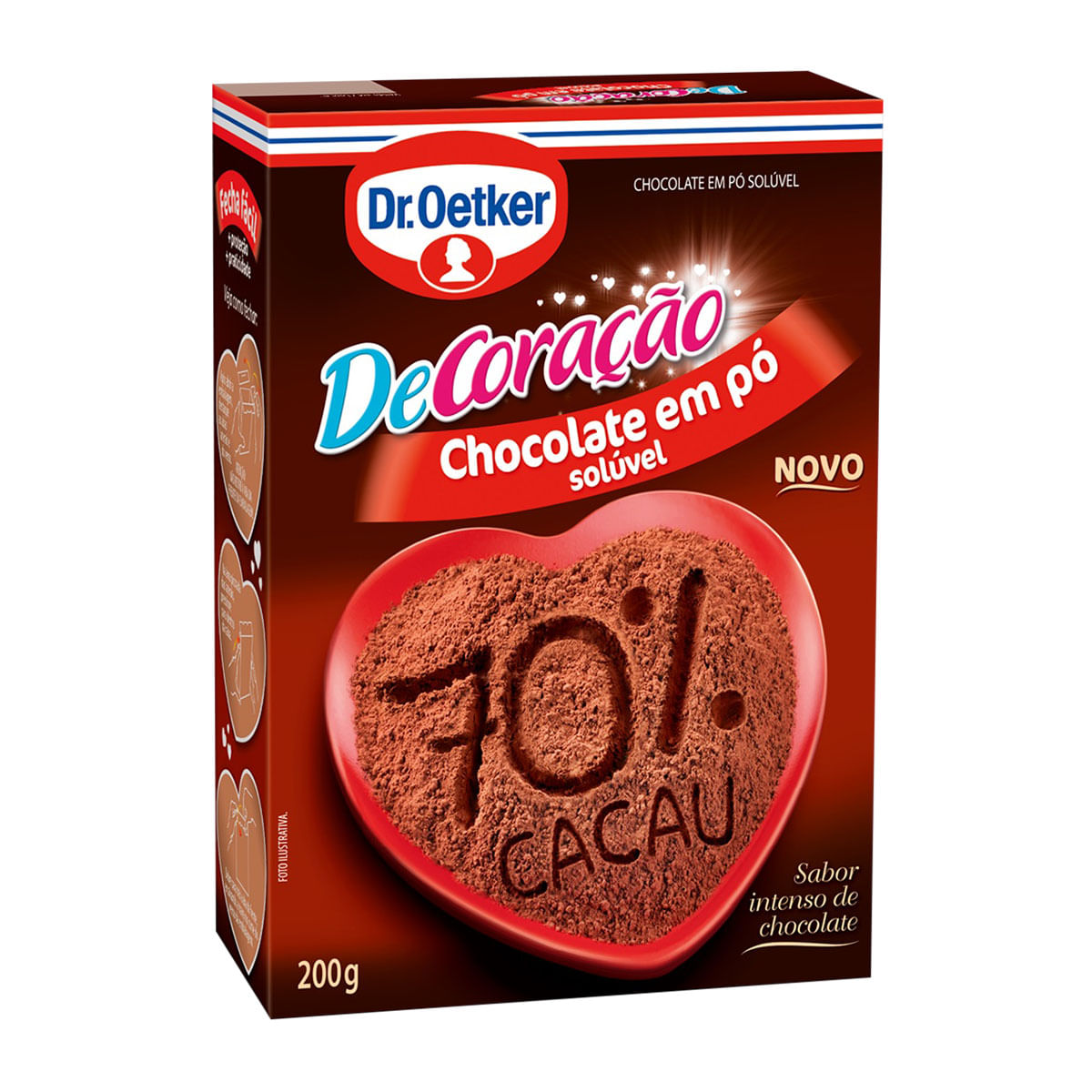 Achocolatado em Pó Solúvel Dr. Oetker De Coração 70% Cacau 200g