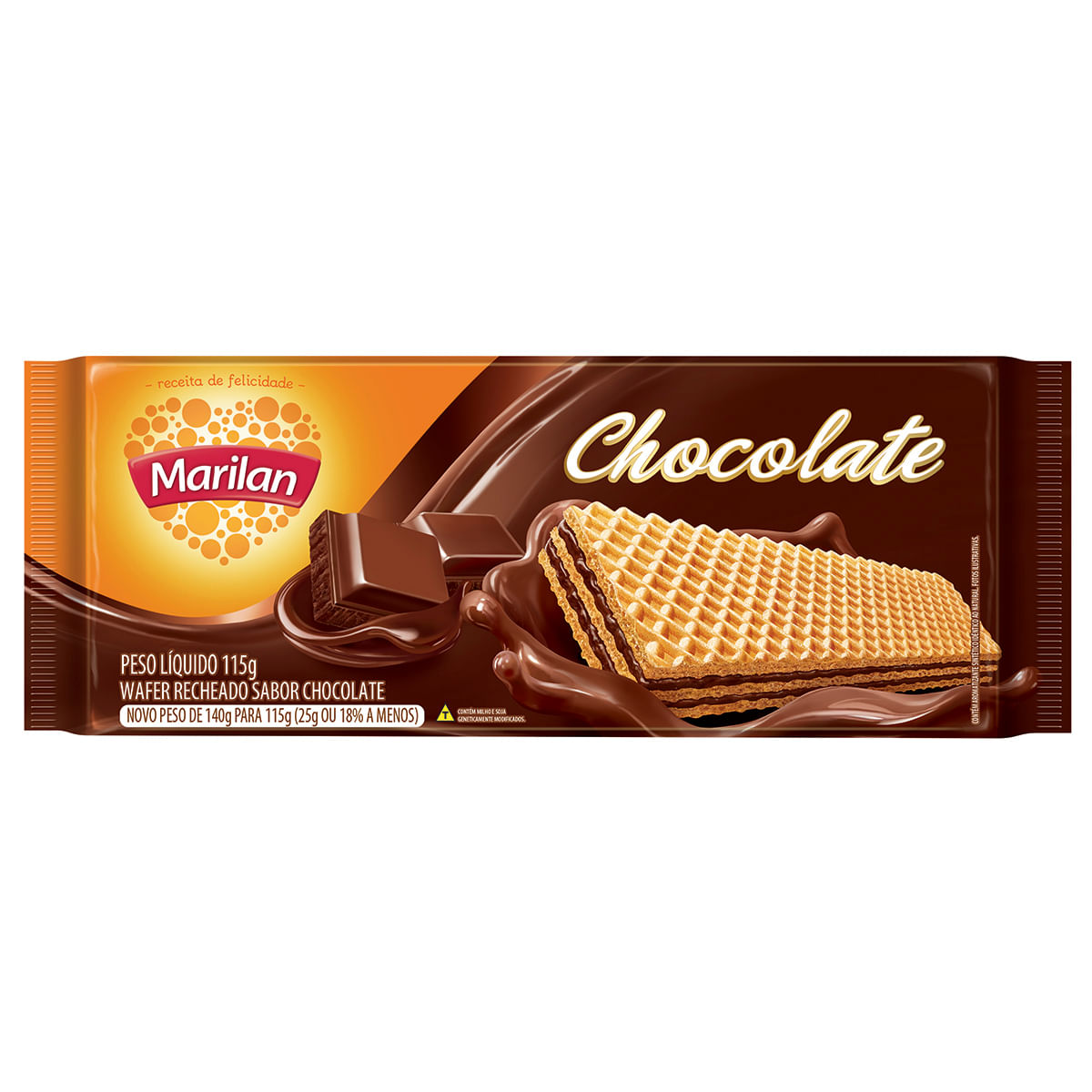 Wafer Recheado de Chocolate Marilan 115g