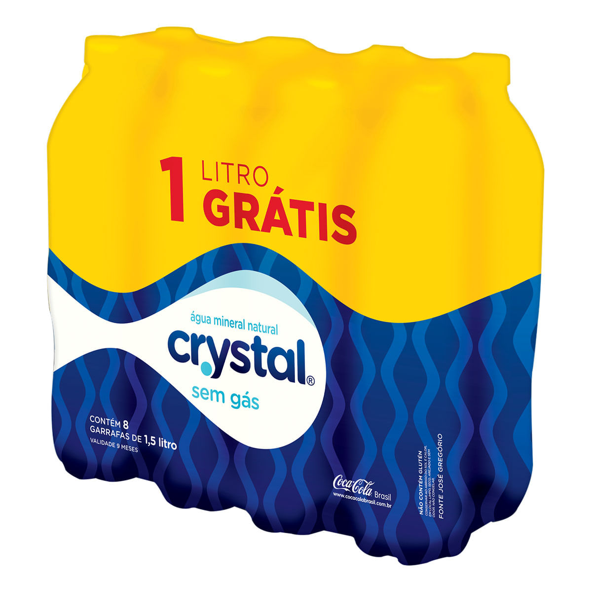 Água Mineral sem Gás Crystal 1,5 Litros - Pack com 8 Unidades