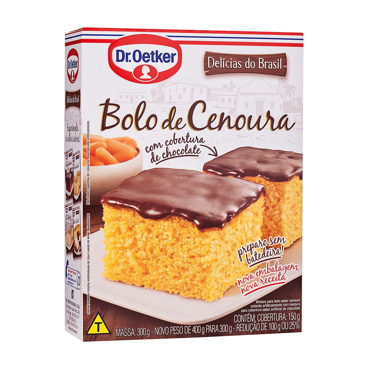 Mistura para Bolo Sabor Cenoura com Cobertura de Chocolate Dr. Oetker 450g